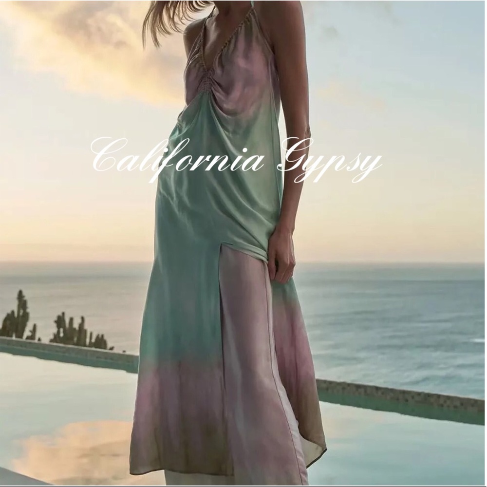 LAST ONE Ombré Tie Dye Chiffon Midi Dress - Picture 11 of 16